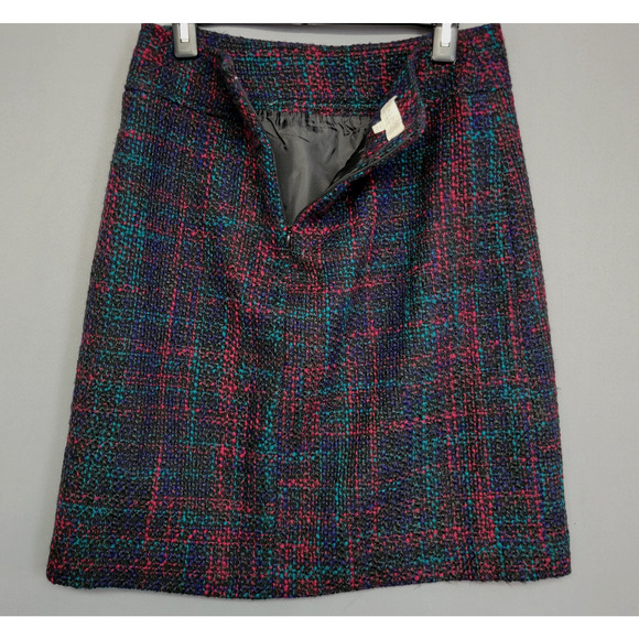 Talbots Tweed Pencil Skirt Womens 10 Petites Blue Wool Blend Lined Zipper Career - Picture 5 of 9